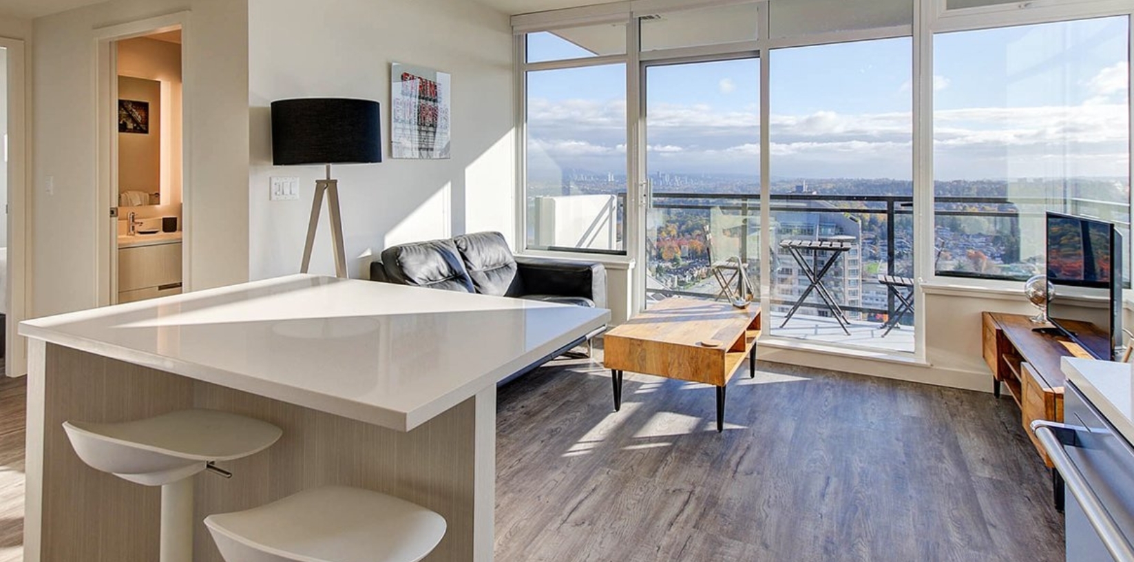 Fully furnished apartments and studios High-speed Wi-Fi Fully equipped kitchens Private balconies with amazing views in Burnaby